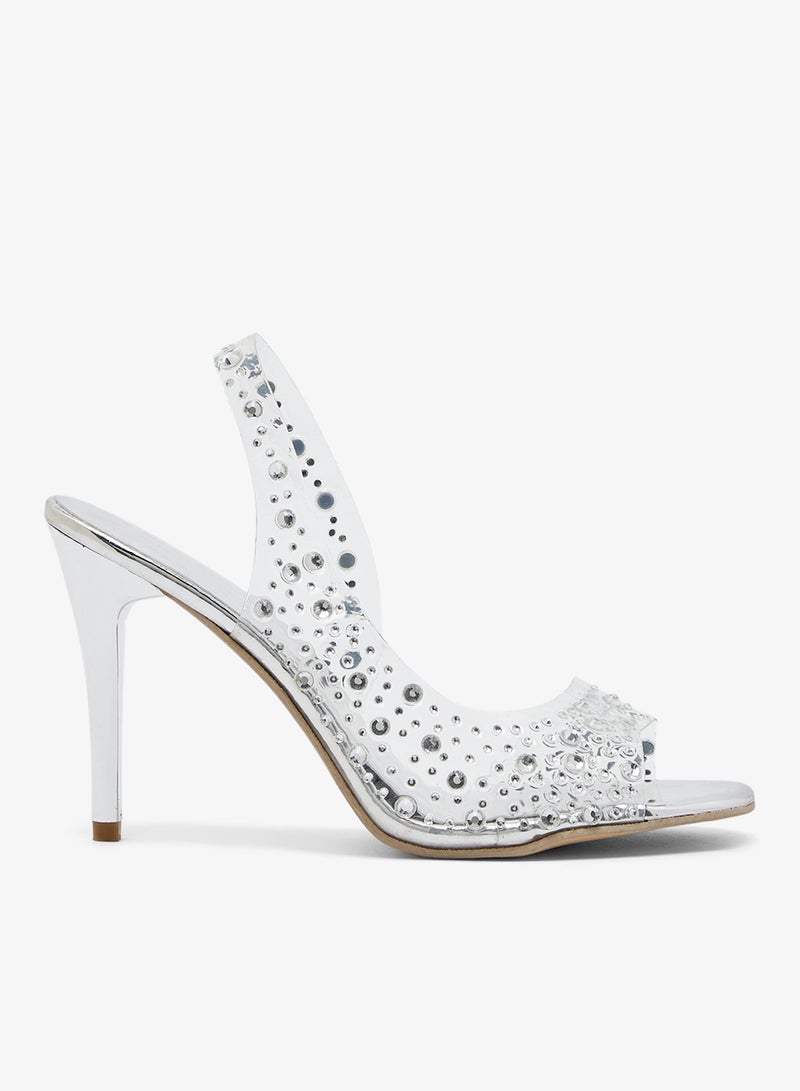 جينجر صنادل بكعب ستيليتو مزينة بالكريستال الراين - Image 1